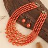 1set Exaggerated Multi-layer Round Beaded Imitation Zircon Necklace and Earrings Zircon Sets Statement Handmade Choker Necklace
