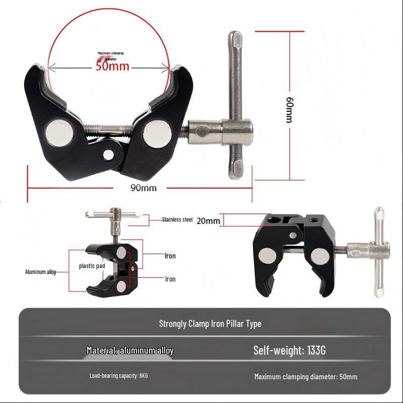 Universal Crab Claw Camera Mount: Strong Clip for Mirrorless Photography & Recorders