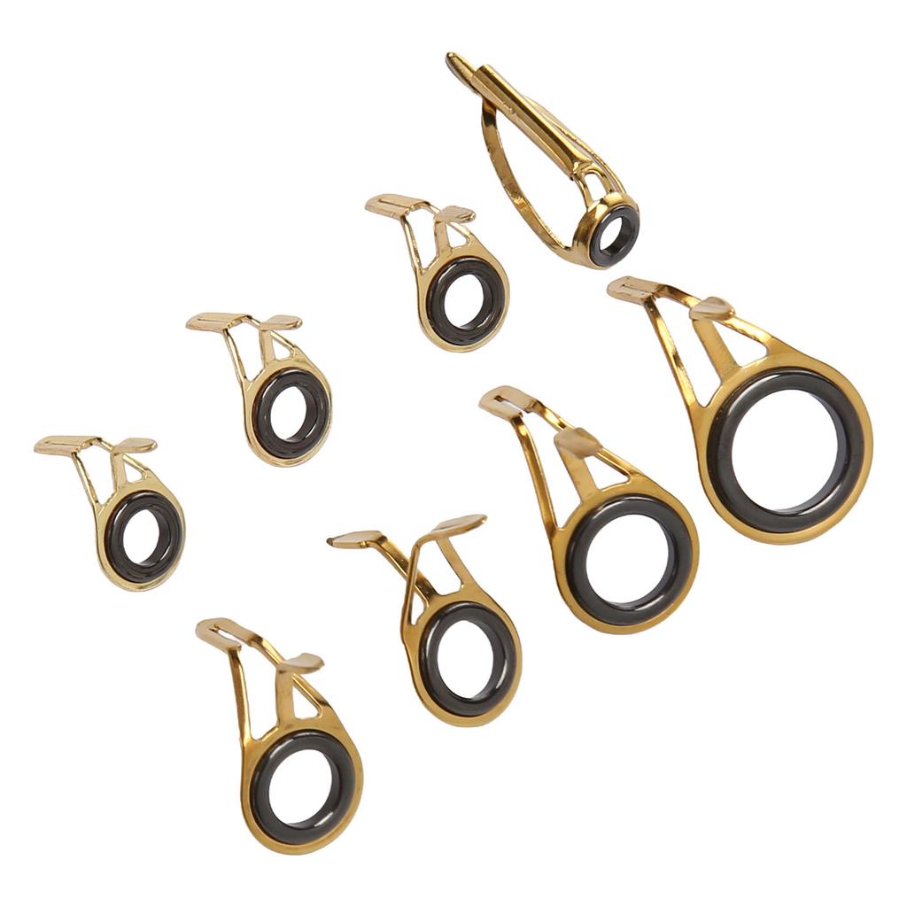 8pcs Fishing Rod Tip Repair Kit Fishing Rod Guides Stainless Steel Ceramic Ring Rod Tip Guide Replacement 8 Sizes