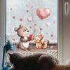 Valentine's Day Bear and Squirrel Heart-shaped Glass Window Home Background Beautification Window Stickers