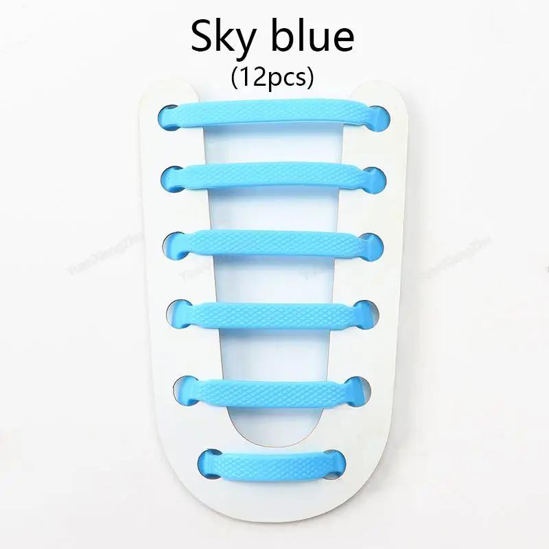 12Pcs Stretch Silicone Shoelaces No Tie Shoe Laces Elastic Laces Sneakers Kids Adult Rubber Shoelace One Size Fits All Shoes