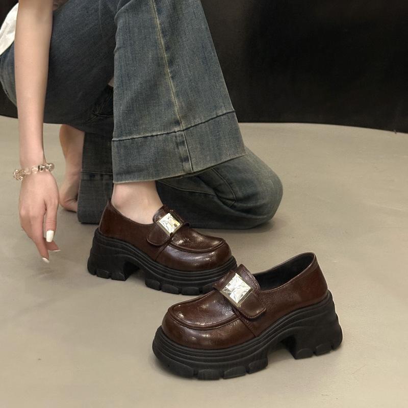 British Style Thick Heel Platform Mary Jane Shoes Velcro Small Leather Shoes JK Uniform Single Shoes 2025 Autumn New Women's Shoes
