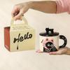 Ceramic Cup Cute Cat Mug with Lid High Value Water Cup for Girls Home Couple Coffee Breakfast Cup for Men