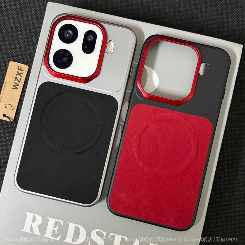 For OPPO Find X9 Pro Case Luxury For MagSafe Magnetic Velvet PU Leather Splicing Electroplated PC Lightweight Hard Cover
