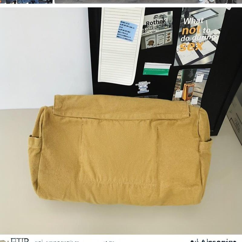 Sac Messager Décontracté en Toile Polyvalent Rabat Grande Capacité Bandoulière Réglable Pour Étudiant Hommes Femmes