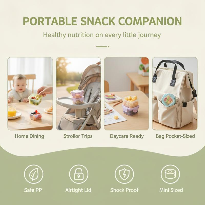 4Pcs 60Ml Baby Food Container With Leakproof Lids Mini Food Storage Box Condiment Sauce Containers