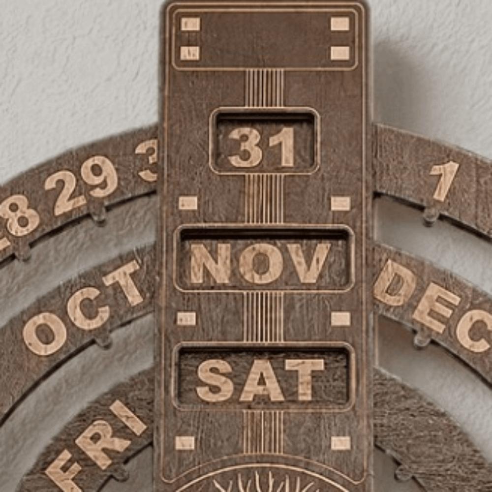 Circular Disc Rotating Calendar 12.01X10.83in Wall Hanging Calendar  Living Room Decor