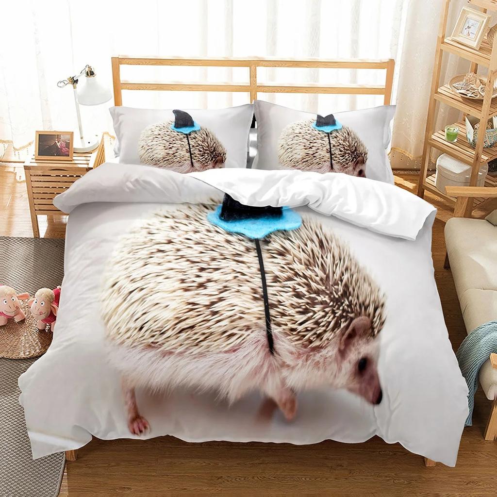 Hedgehog Duvet Cover Collection Cute Cute Animal Polyester Comforter Cover King Queen Size For Kid Boy Girl Bedding Collection With Pillowcase