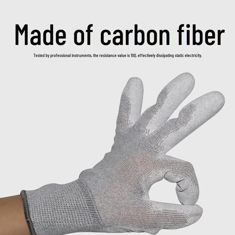 Carbon Fiber PU Palm Coated Anti-static Work Gloves