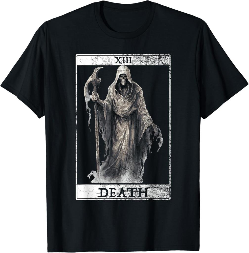 Vintage Tarot Card Death Reaper Occult Satan Unholy Horror Tshirt