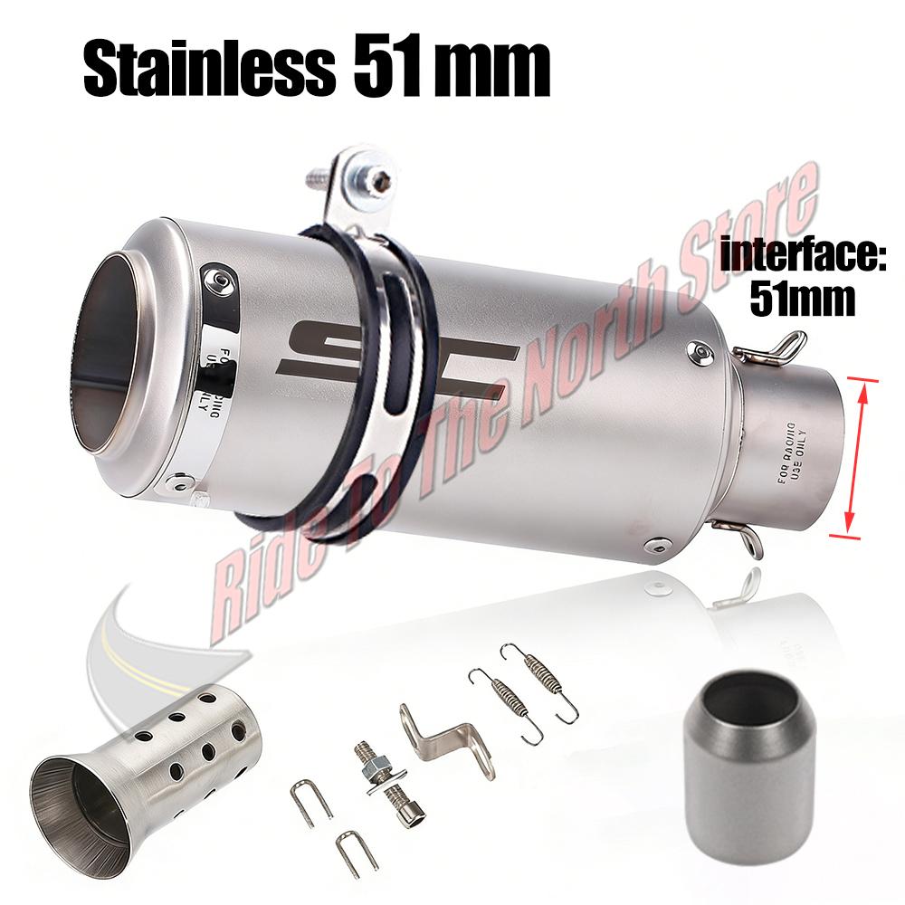 51mm 60mm 63mm Slip On Stainless sc Exhaust Tail Pipe For Kawasaki Honda Yamaha KTM Suzuki CFmoto ETC Muffler Escape Modified