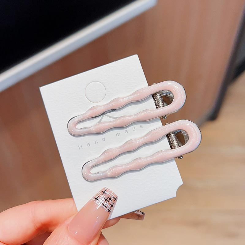 Simple Wave Oval Pink Seamless Hair Clip Women Acetate Sheet Bangs Clip Hair Duckbill Clip Hairpins Hair Styling Tool Gift