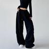 2025 Women's American-Style Grey High-Waist Cargo Sweatpants - Spring/Autumn Wide-Leg Loose Fit