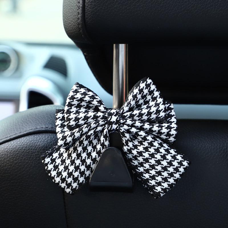 1Pc Car Seat Back Hook Polka Dot Bow Hanging Holder Car Storage Hanger Interior Accessories Female Automobile Practical Hook