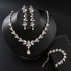 European and American Fashion Versatile Bride Four-piece Necklace Earrings Bracelet, Alloy Electroplated Diamond Set Chain 2026