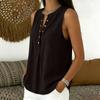 Women Sleeveless V Neck Button Front Loose Fit Casual Tank Top Lightweight Summer Blouse for Daily Wear Office Travel