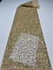 Gold Luxury African Sequins Lace 2025 High Quality Lace Nigerian Lace French Beaded Tulle Lace Fabric For Party Dresses Sewing