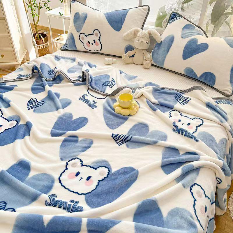 Milk Velvet Coral Fleece Flannel Blanket: Thick, Cozy Sofa Cover or Office Nap Blanket. Perfect Gift.