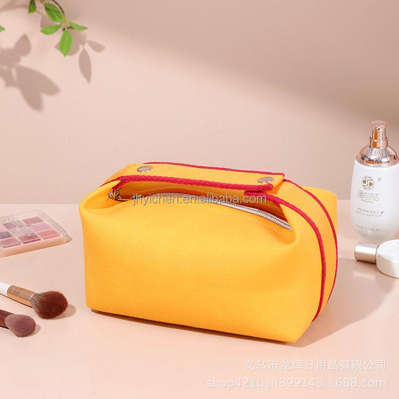 Large Capacity Makeup Bag Fashion Portable Travel Storage Cosmetic Cases Zipper Solid Color High-Value Handheld