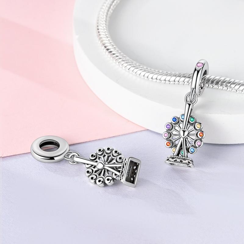 Charms Plata Colorful Rotating Ferris Wheel Pendants Fit Original Bracelets Charms For Women Jewelry Diy Making Gifts
