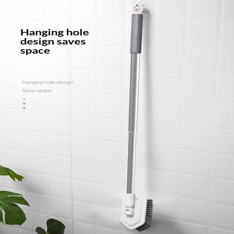 Teleskopik Uzun Saplı Temizlik Fırçası Banyo Fayans Tuvalet Üçgen Fırça Çok Fonksiyonlu Çift Fırça Başlıklı Yer Fırçası