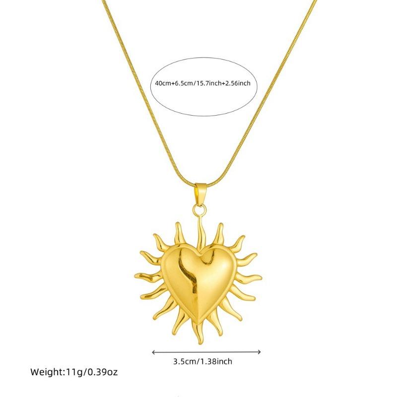 Gold Plated Sun Heart Pendant Snake Chain Necklace
