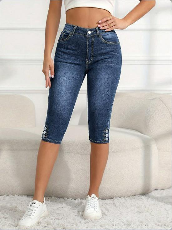 European Women's Versatile Cropped Skinny Jeans