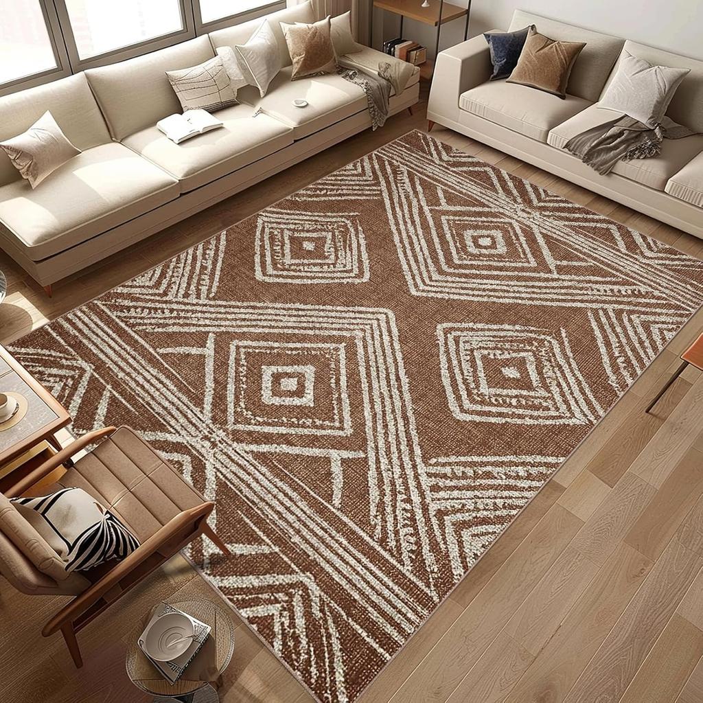 Western Aztec Rug Area Rug for Living Room Southwestern Farmhouse Machine Washable Low Pile Soft Large Carpet for Dining Room
