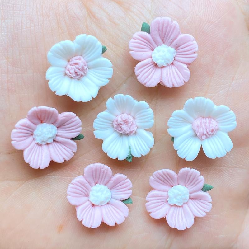 

10Pcs New Cute Ceramic Flower Flat Back Cabochon Scrapbook Kawaii DIY Embellishments Accessories K15