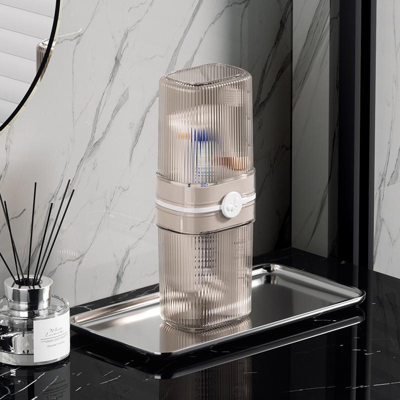 

Дорожный бокс для хранения зубных щеток Стакан для полоскания рта Портативный дорожный набор стаканов для полоскания рта Хранение зубных щеток Washbasin cup света кофе