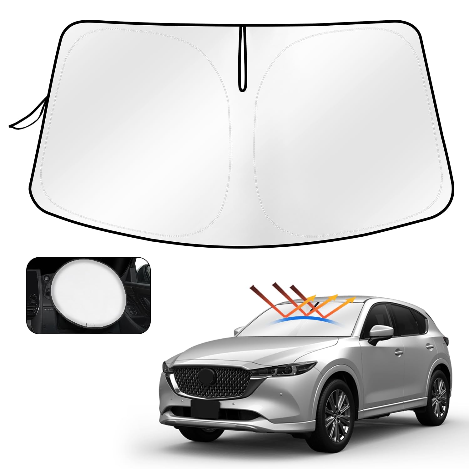 

Light Blocking and Heat Blocking Cartist Front Sunshade for Mazda Windshield Shade KF2P Light UV Custom Interior Easy Storage Bag Direct from