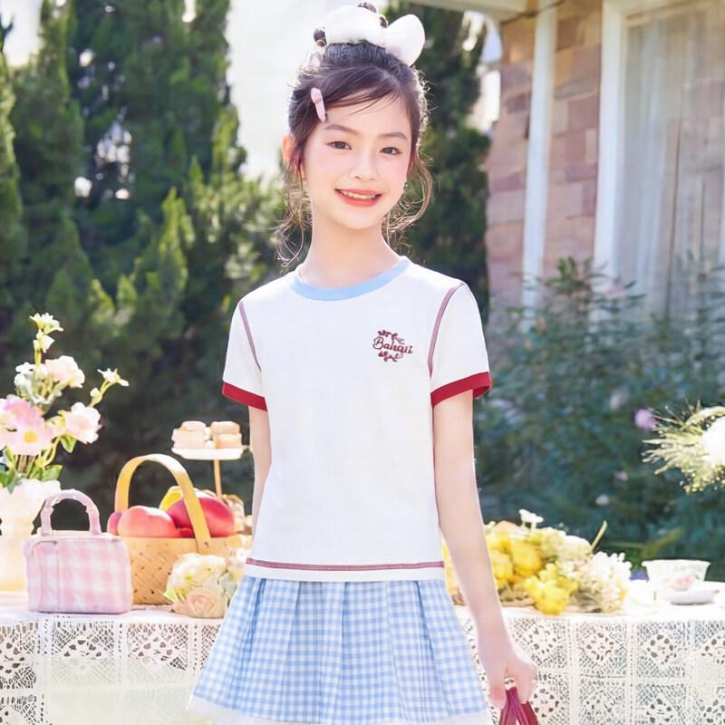 Moonkids Girls  Plaid Summer Dress Set 140cm