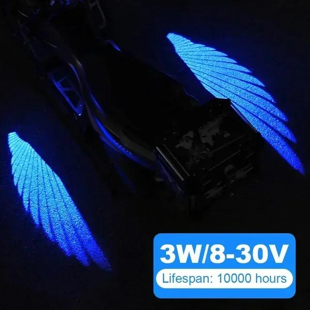2pcs Angel Wings Welcome Light For Motorcycle LED Underbody Light Projector Decorative Atmosphere Light Accessories 2025