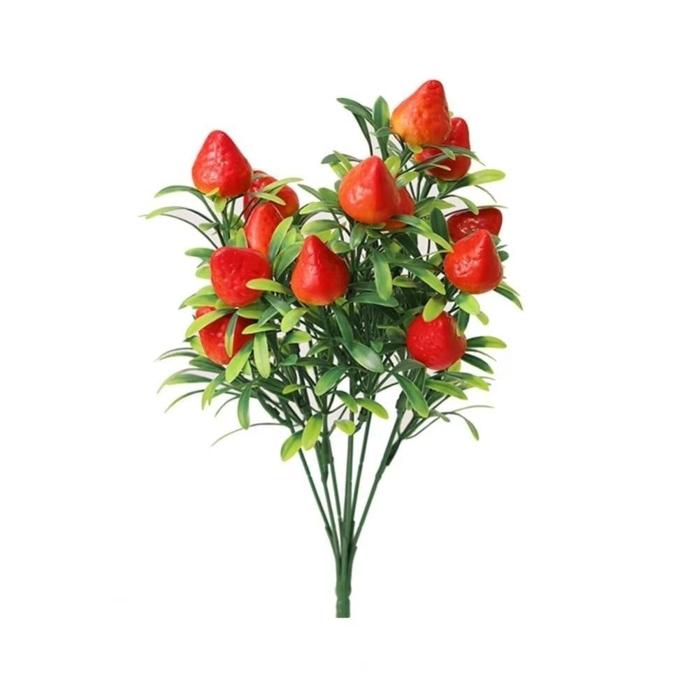 7-forked Artificial Fruit Cuttings with Green Leaves Peaches Tree Artificial Orange Lemon Tree Realistic Appearance Plastic
