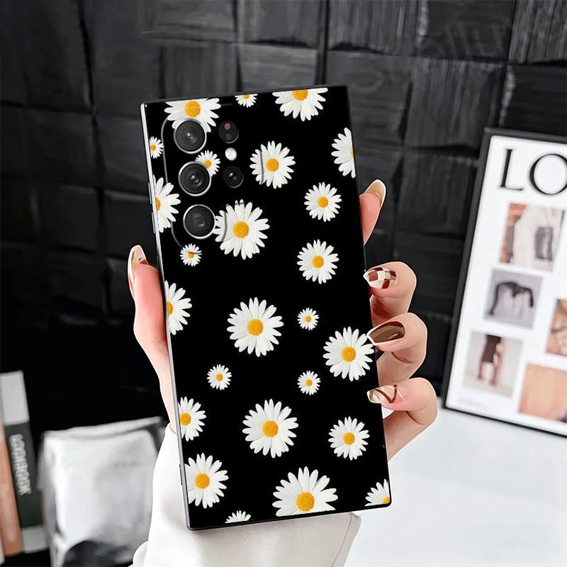 

Daisy Flowers Aesthetics Soft Phone Case for Samsung Galaxy S26 S25 Edge S24 Ultra S23 Plus S22 S21 FE S20 Black Cover Back Shel Samsung S25 FE