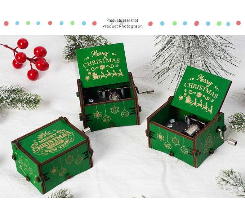 Wooden Hand-Cranked Christmas Music Box Ornament