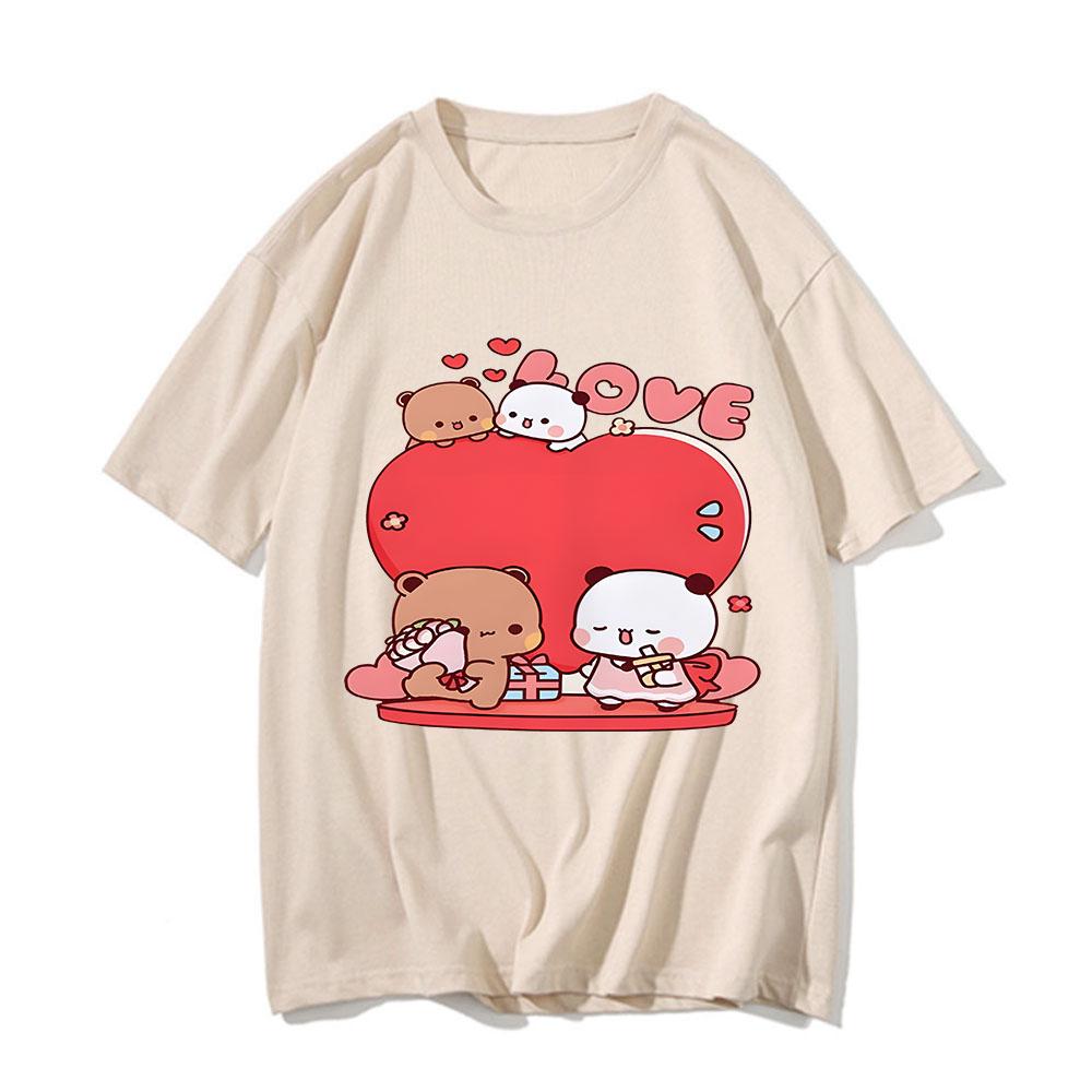 Funny Bubu and Dudu Print Tshirts Cotton UnisexWomen Clothing Harajuku Couple Valentines Day Gift Tshirt Unisex Tops Streetwear