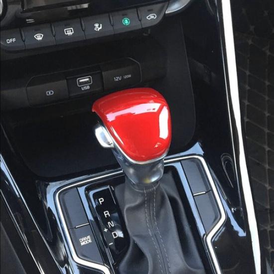 Car Interior Gear Shift Knob Cover Trim Red ABS For Kia Seltos Forte 2019-2021
