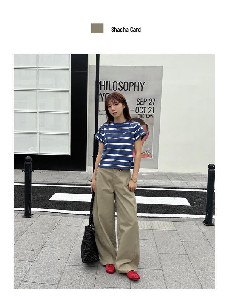 2026 Spring Women's Korean Style Wide-Leg Casual Pants - Loose Slimming, Thirteen Line Design