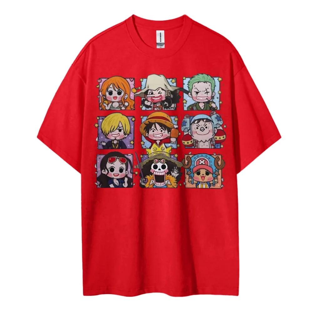 ONE PIECE Peripheral Products Mens Oversized Tshirt Street Version Mens and Womens Summer Casual Trendy Brand Top Colthing