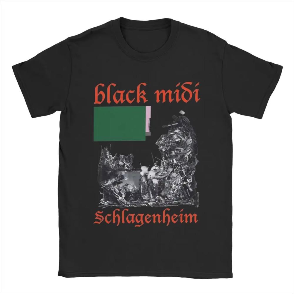 Black Midi T-Shirt for Men Humorous Cotton Tee Shirt Crew Neck Short Sleeve T Shirts Printed Clothing