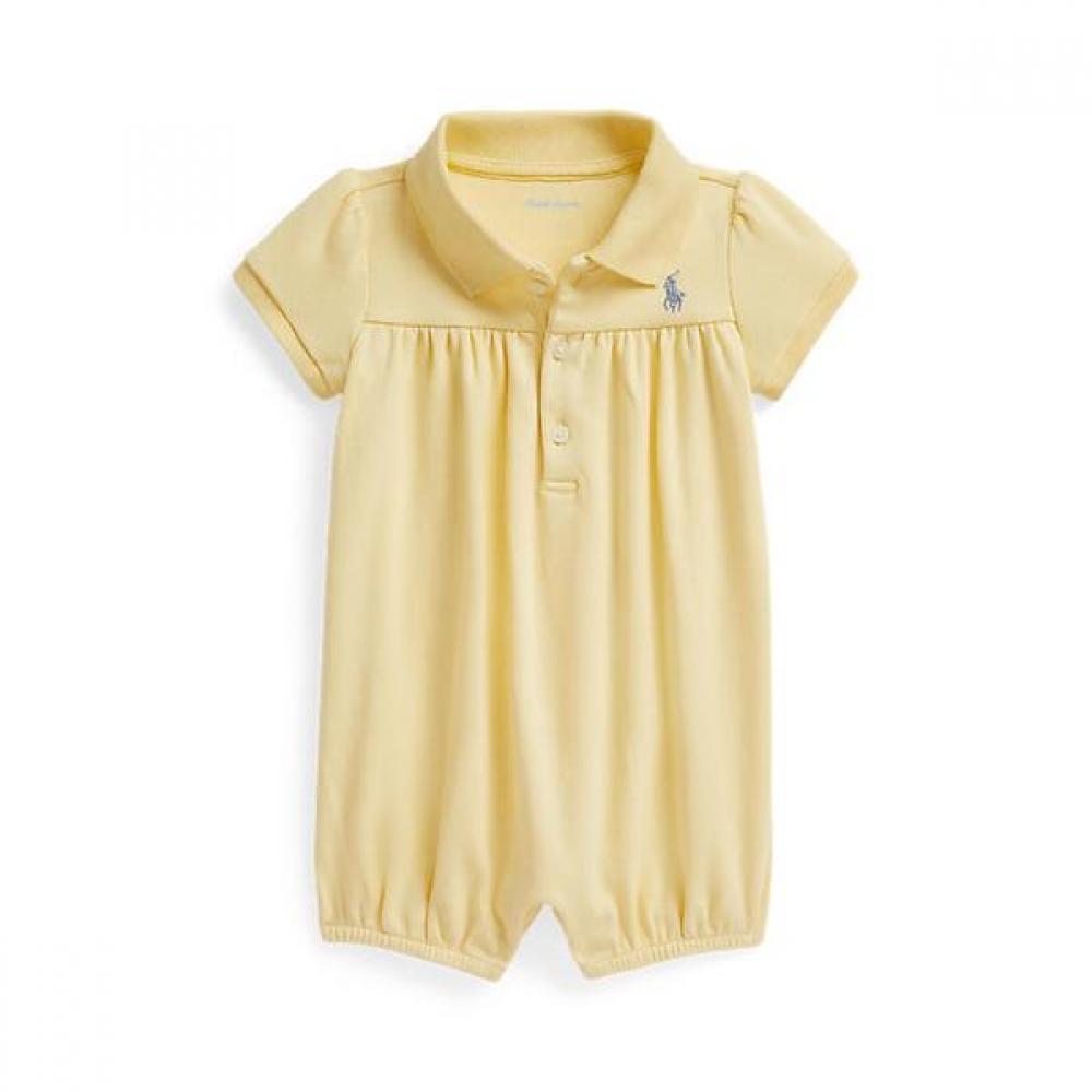 Polo Ralph Lauren Baby Girls Cotton Interlock Polo Bubble Shortall 9M