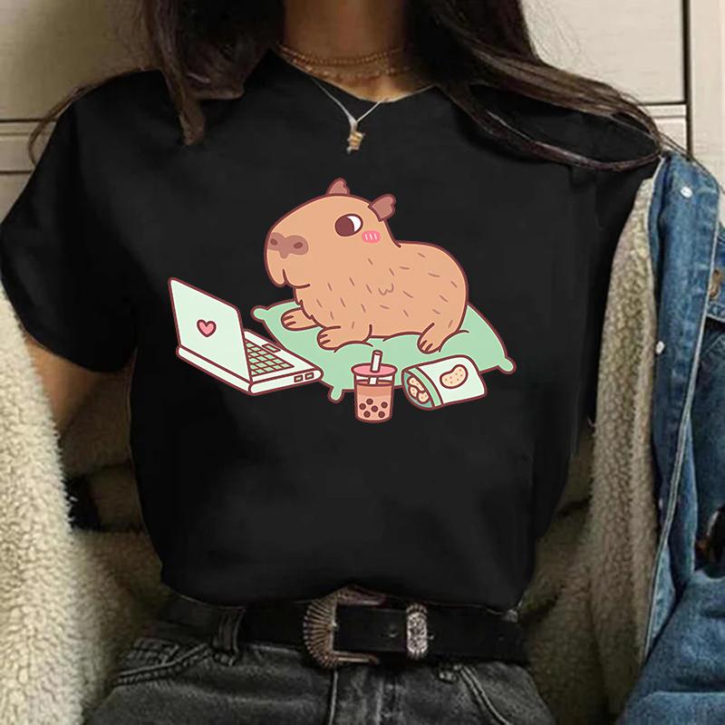 Funny 90s Capybara Tshirt Unisex Tshirt Capibara Cartoons Clothes Girl Capybaras T Shirt Female Casual Top Clothes