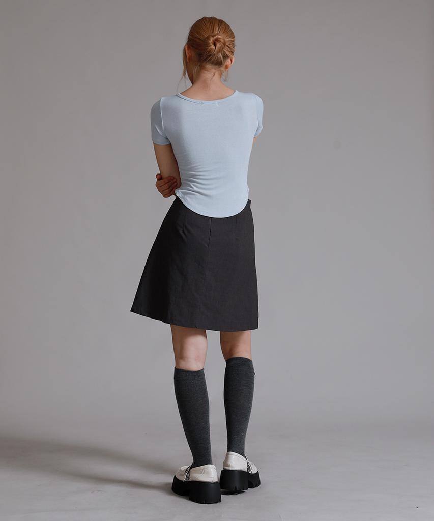 LIKE THE MOST U-Neck Round Cut Half T-Shirt_Sky Blue