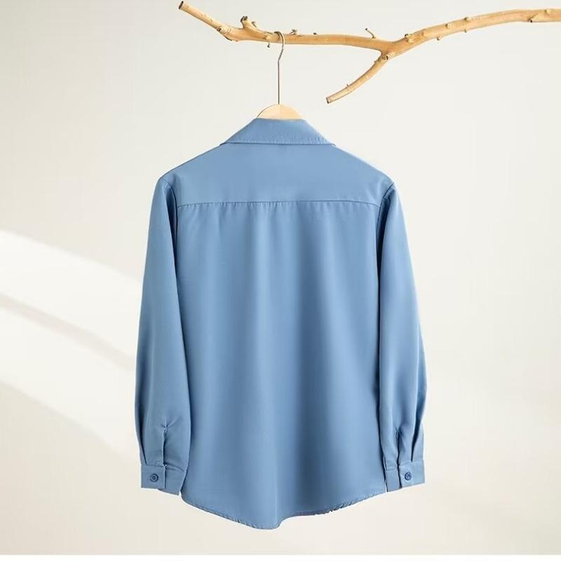 Men's long-sleeved shirt solid color shirt men's slim fit large size shirt jacket