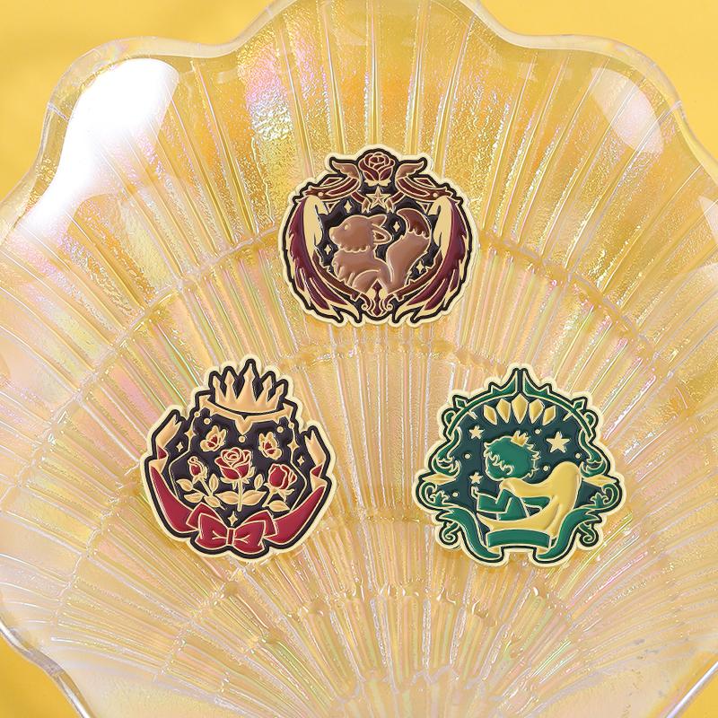 Cartoon Little Boy Fox Rose Flower Enamel Pins Cartoon Fairy Tale Movies Characters Brooch Lapel Badge Jewelry Gifts for Friends
