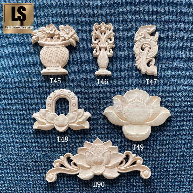 

Handmade Dongyang Lotus Flower Buddha Niche Wood Carving: Chinese Style Vase Inlay Wood Art T47 Style 5x12cm