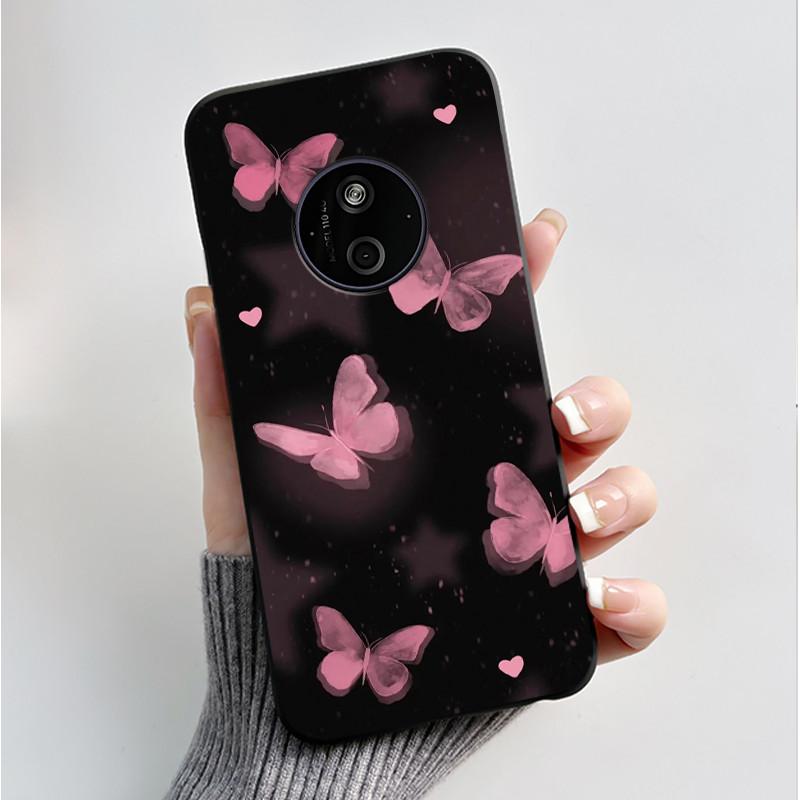 Printed Phone Case For Nokia 110 4G 2024/HMD 110 4G/Nokia 125 4G 2024 Soft Silicone Black Shell Cover Cute Flower Cartoon Casing