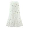 Women's French Style Embroidered Square Neck Lace Top & High Waist Long Skirt Set