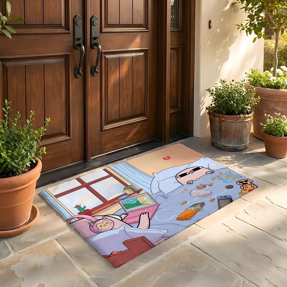 Floor Mat Soft Flannel Rug Non-Slip Absorbent Mat for Bathroom Bedroom Home Decor Anime Cute K-ketnipzS